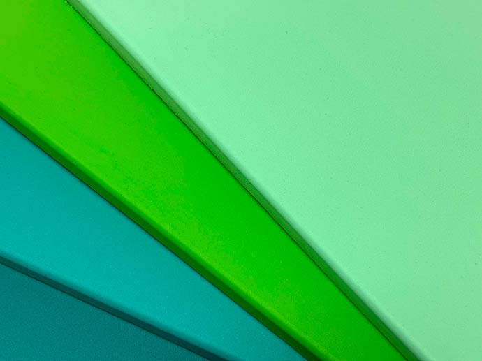 Poured PU Foam Poured PU Foam swatches in green and blue