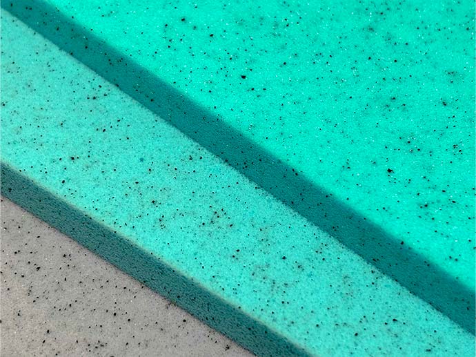 Open Cell PU Foam Open cell foams in shades of blue and grey